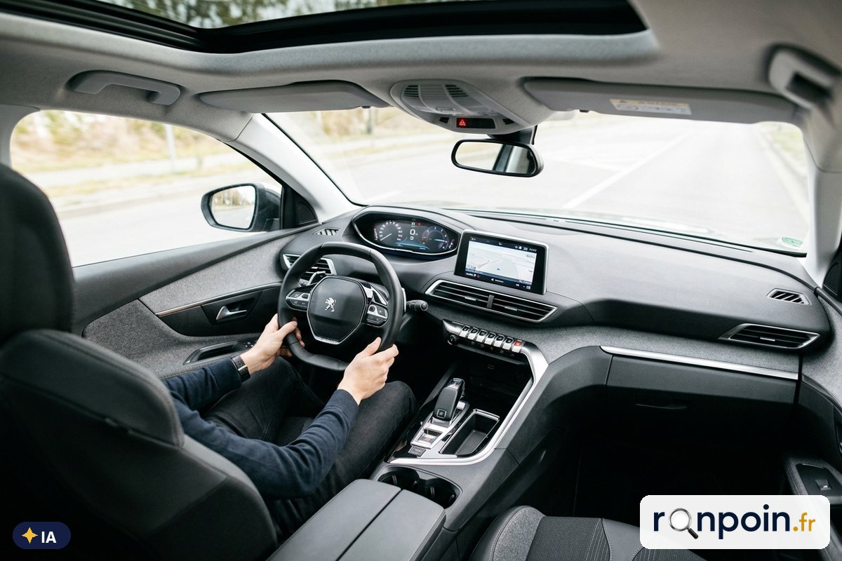 i-Cockpit d'un Peugeot 3008 II — illustration générée par IA